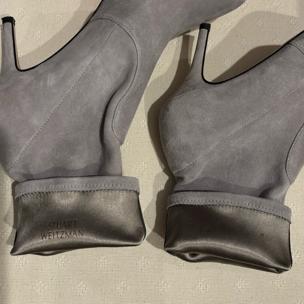 Sale Stuart Weitzman Silver Suede Ankle Boot - image 3